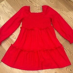 Crewcuts Red Long-Sleeve Tiered Dress